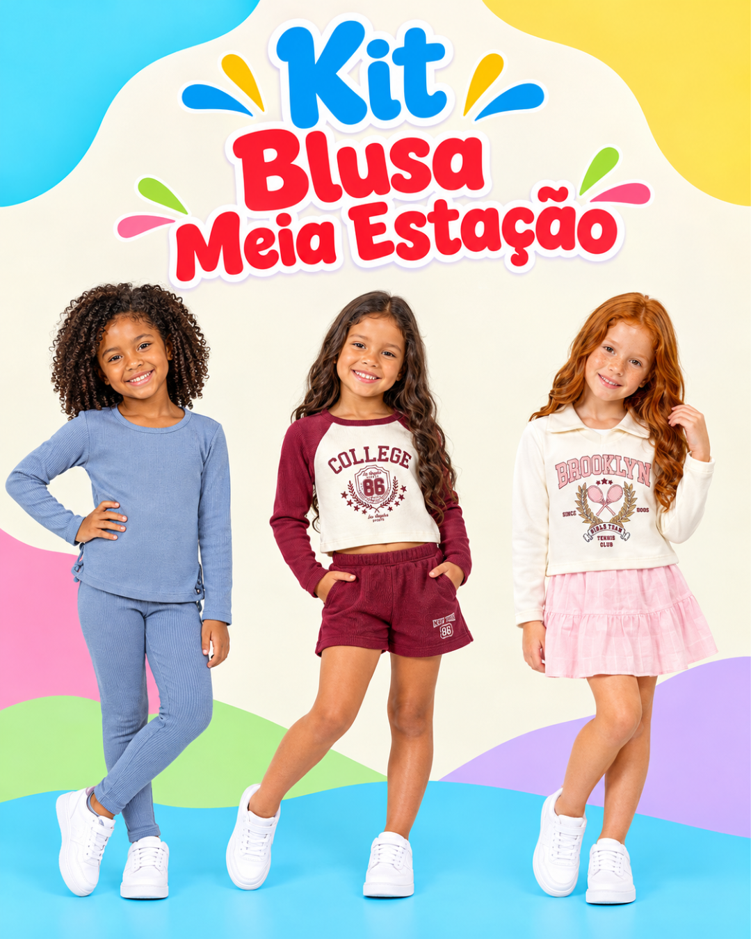 Kit Blusa Meia Estação Menina